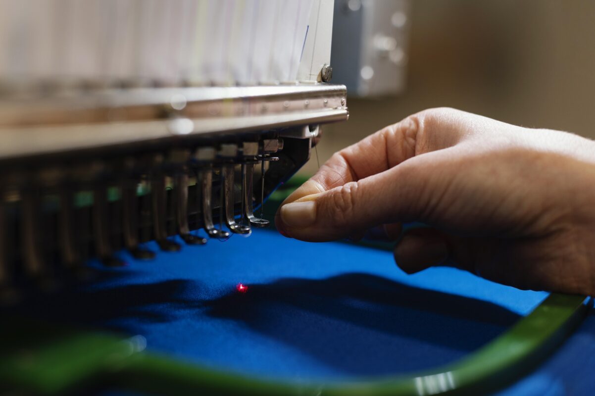 digital embroidery machine at work