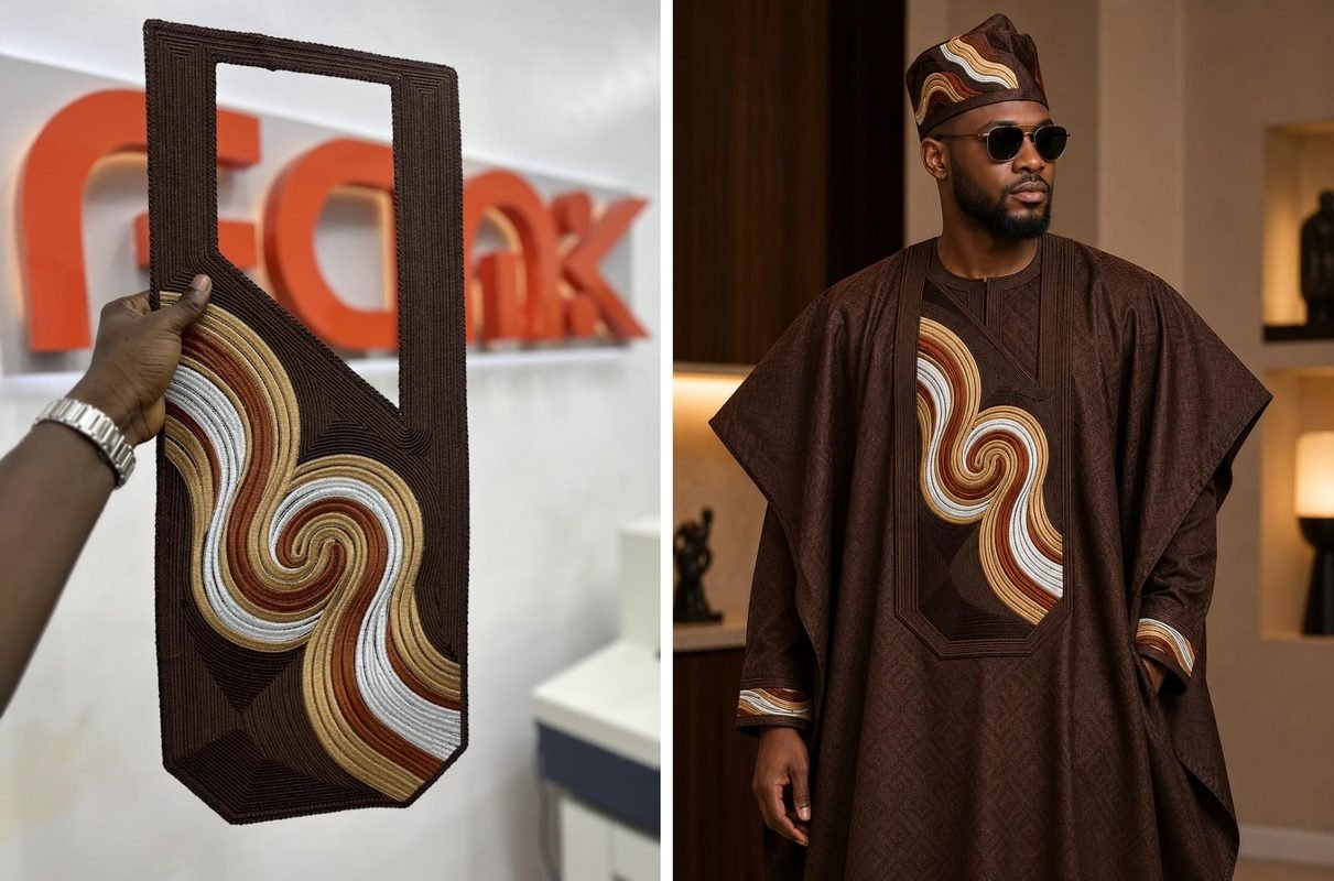 An agbada embroidery cape and a full agbada