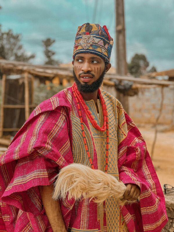 A man wearing a traditional agbada embroidery