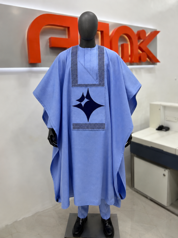 A digitally embroidered agbada cape 