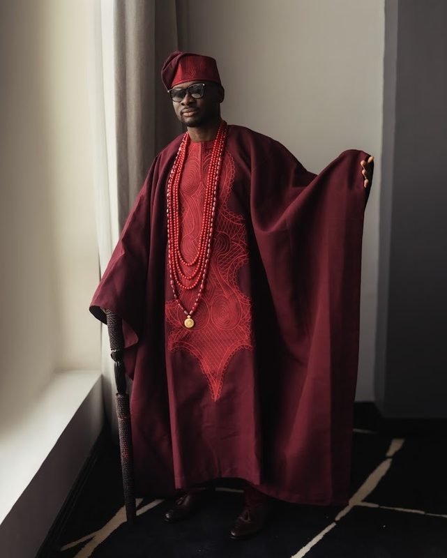 A custom monogram agbada