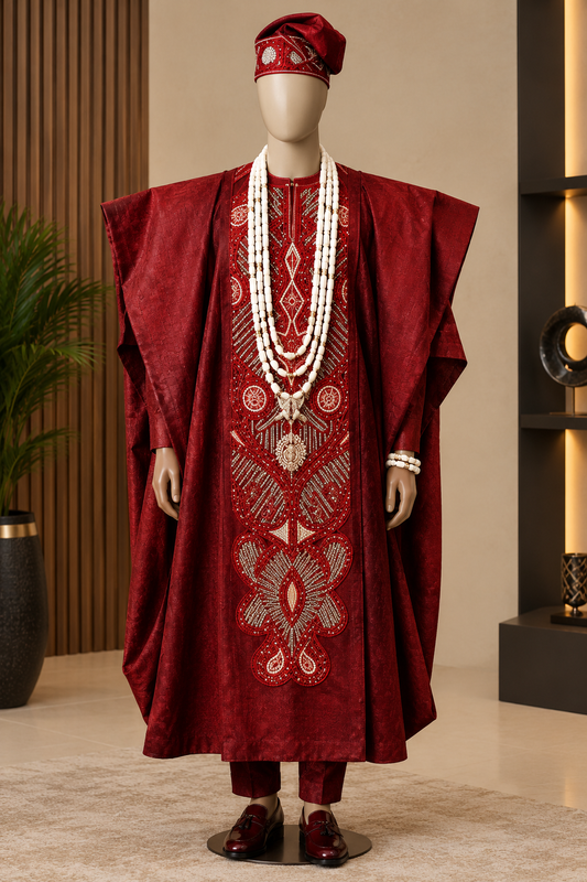 agbada embroidery on guinea brocade fabric